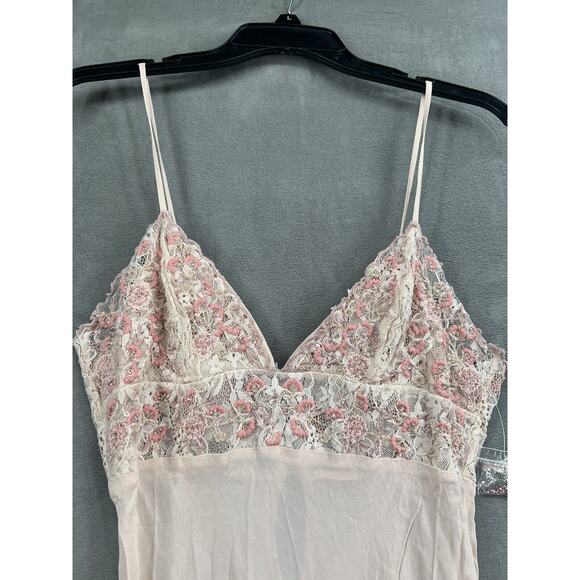 New Free People Midnight Magic Maxi Slip Dress Size Small Pink Beaded - Picture 6 of 15